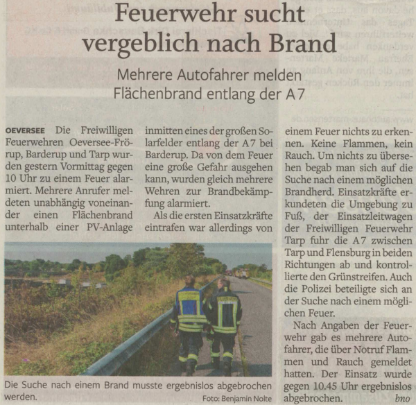 Zeitungsartikel – Einsätze 2022